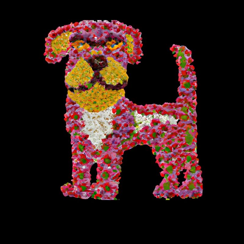 Beau chien de fleurs