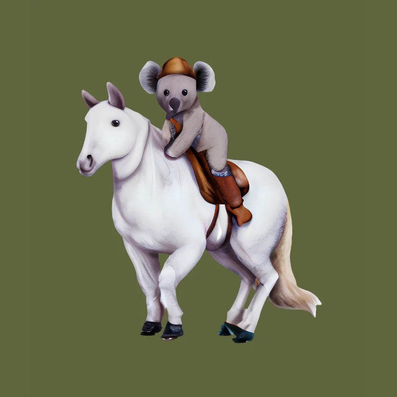 Koala auf einem Pferd