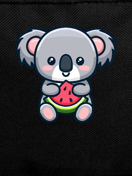 sweet koala eats red watermelon