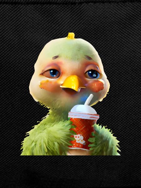 Cute chicken with soft drink