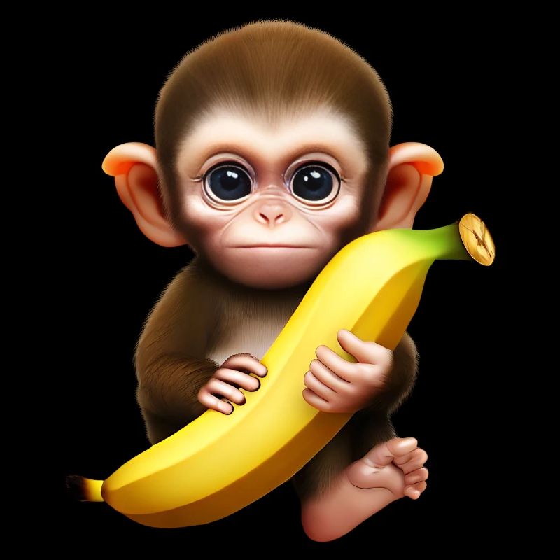 Cute monkey with giant banana