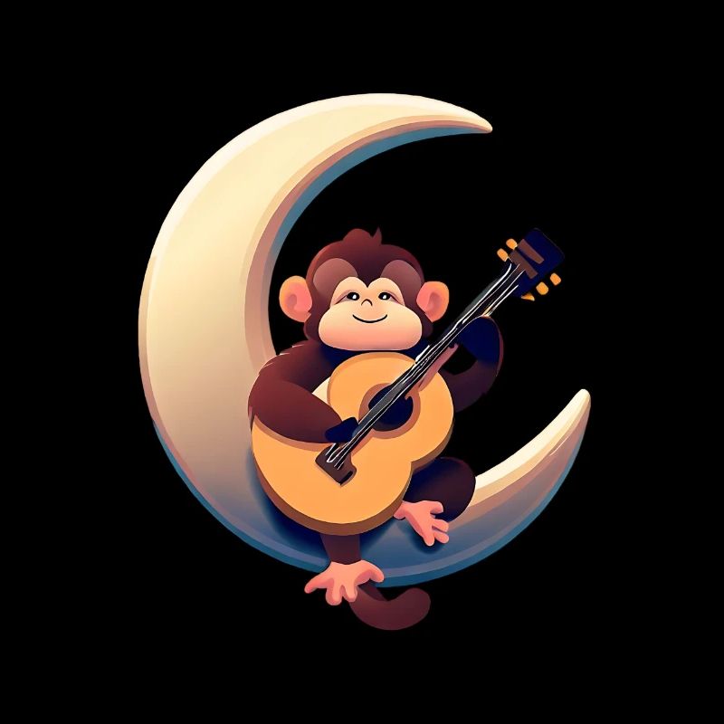 Musical monkey in the crescent moon