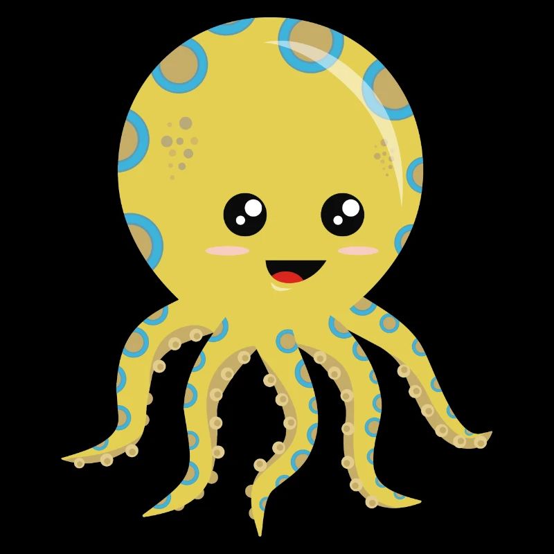 Playful Yellow-blue Floating Octopus