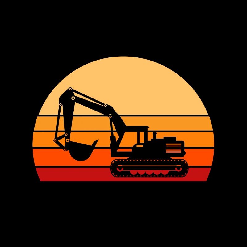 Vintage excavator shovel construction site construction worker