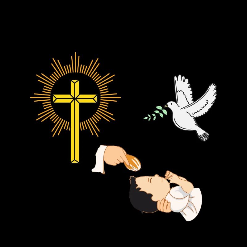 Baptêmes de bébé avec une colombe et une croix