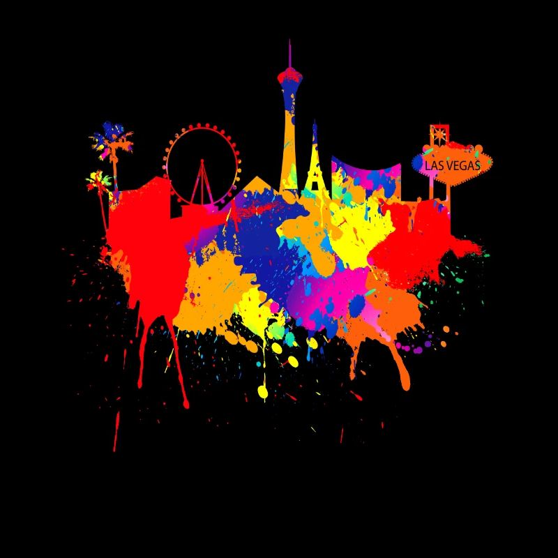 Las Vegas Skyline Nevada Bunte Farben Kunst Poker