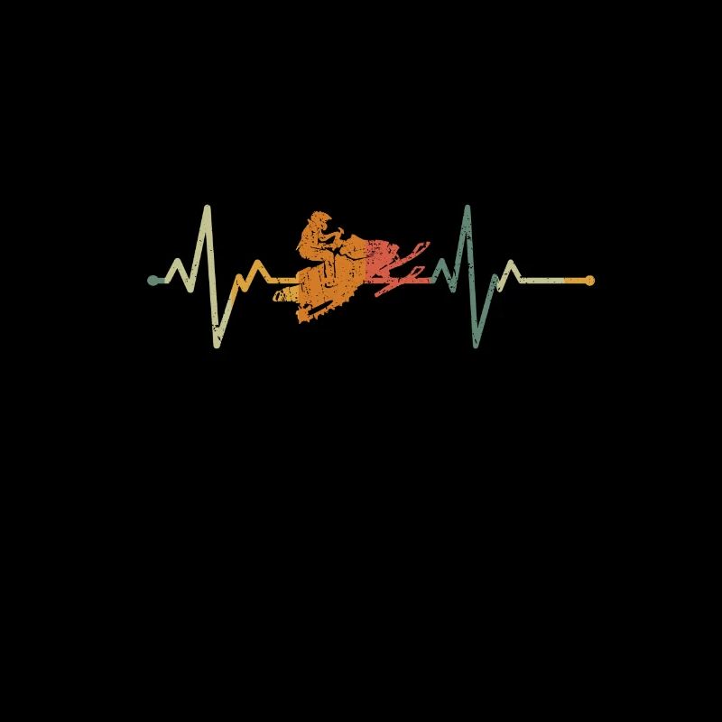 Retro Heartbeat Snowmobile Snowmobiling Gift Idea