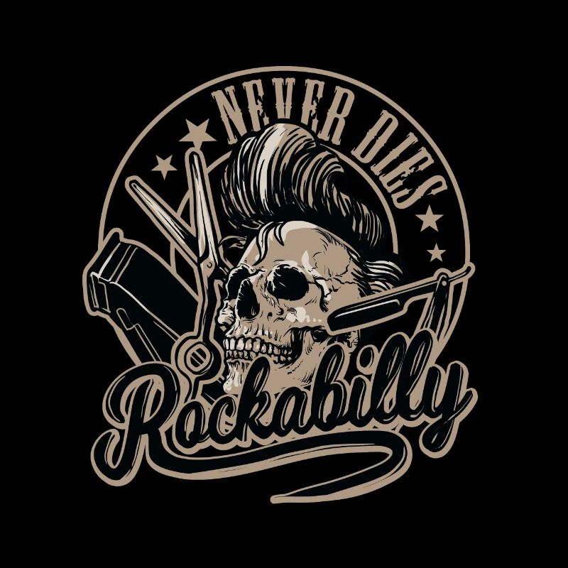Rockabilly Never Dies Barber Skull Rocker