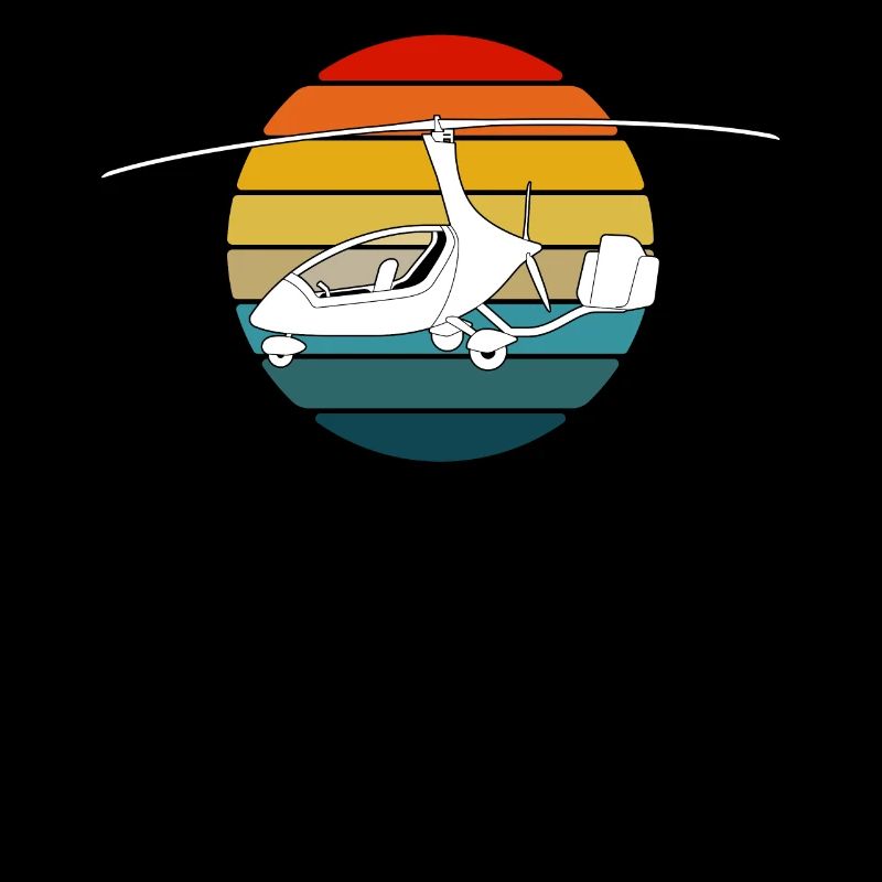 Aviation Enthusiasts Retro Sunset Gyrocopter