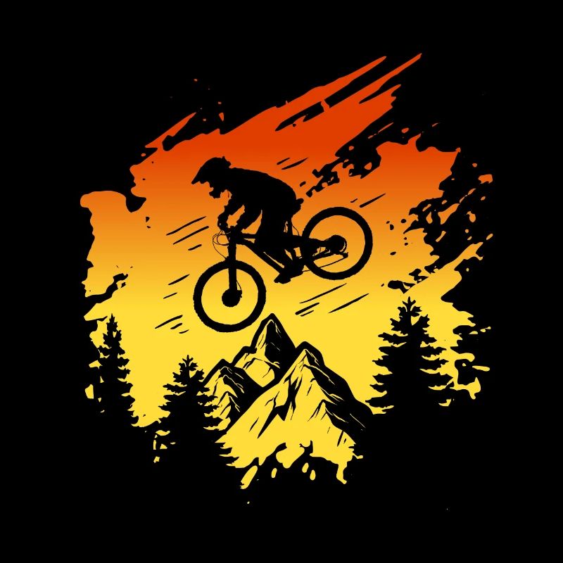 Vintage Downhill Mountain Biket Biker