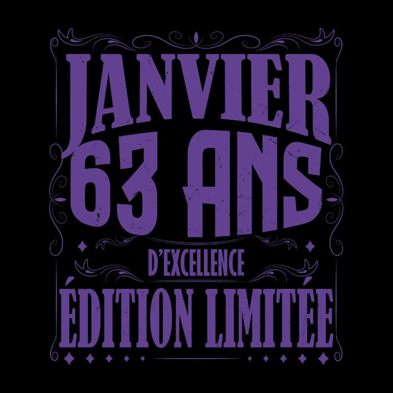 Janvier 63 ans. Cadeau 63 ans janvier anniversaire