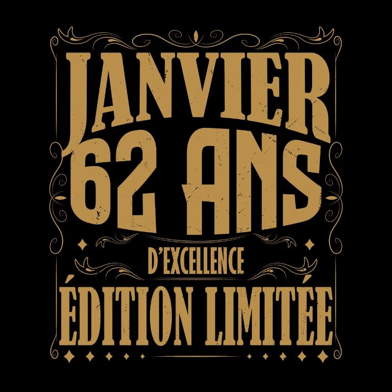 Janvier 62 ans. Cadeau 62 ans janvier anniversaire
