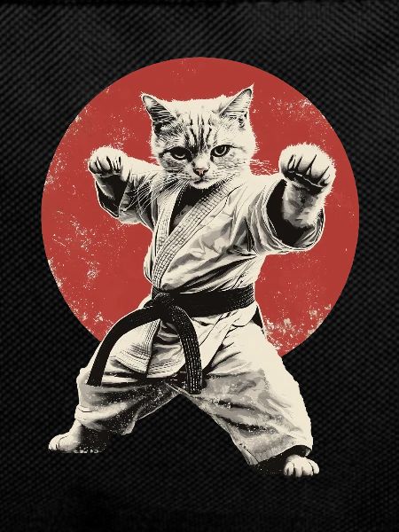 Cat Karate Judo Japan Flag