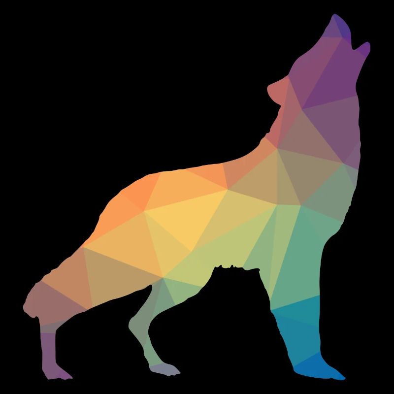 Wolf mosaic, silhouette, profile