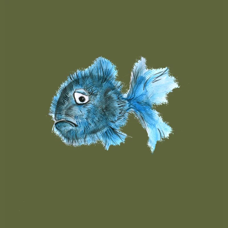 fish sad depressive blue puffer fish spine