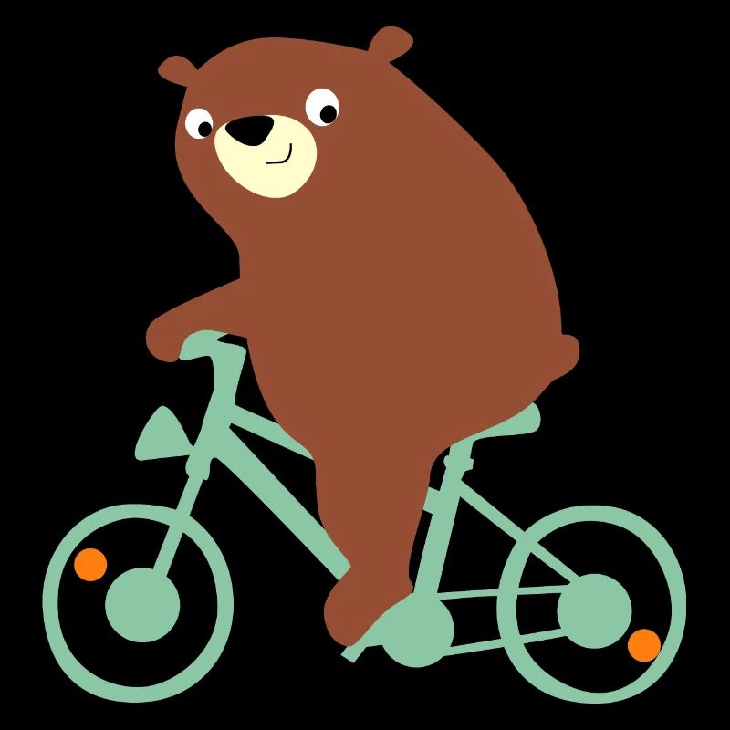 Chubby bear is riding a bike