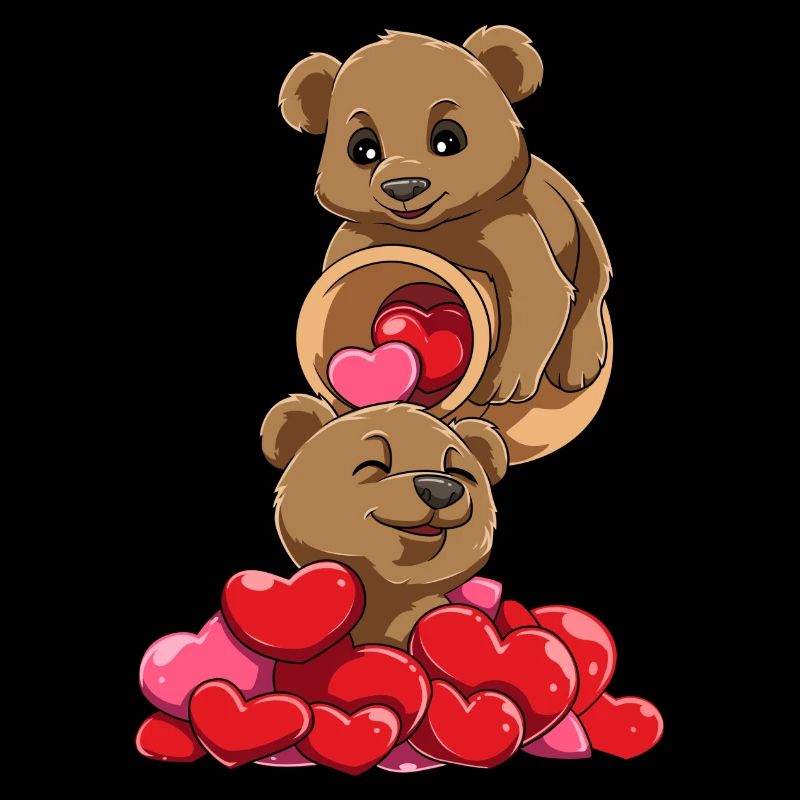 Cute bear hearts overflowing