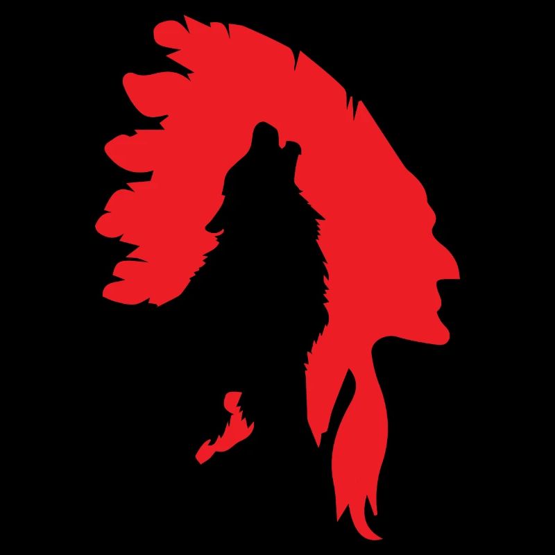 Indianer - Indianer Häuptling mit Wolf