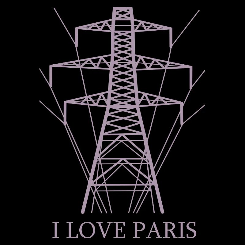 Ironisch Ich liebe Paris Eiffelturm als Strommast