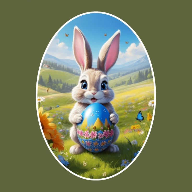 Easter Bunny with Egg, Oval