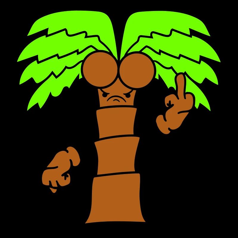 Lustige Böse Palme Zeigt Wütend Mittelfinger Comic