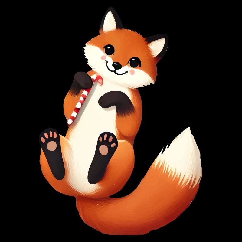 Renard espiègle avec une canne à sucre pour Noël