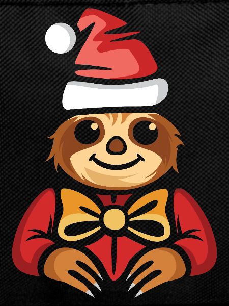 Weihnachtsfaultier mit Mütze und Schleife
