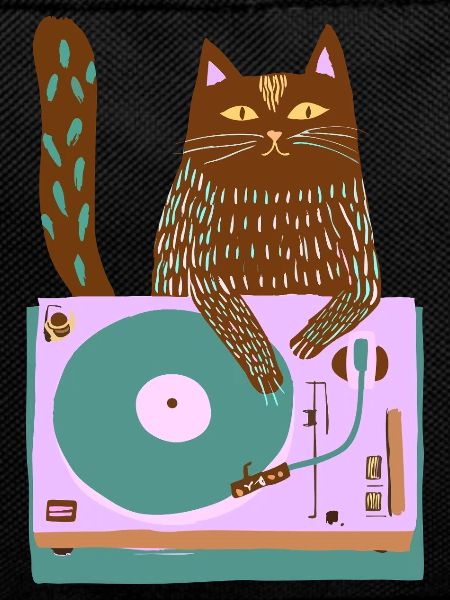 Cat DJ on Retro Turntable