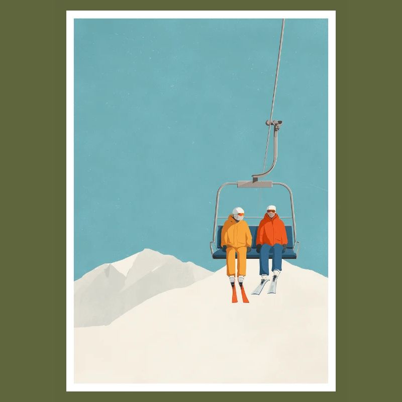 Duo de téléski enneigés