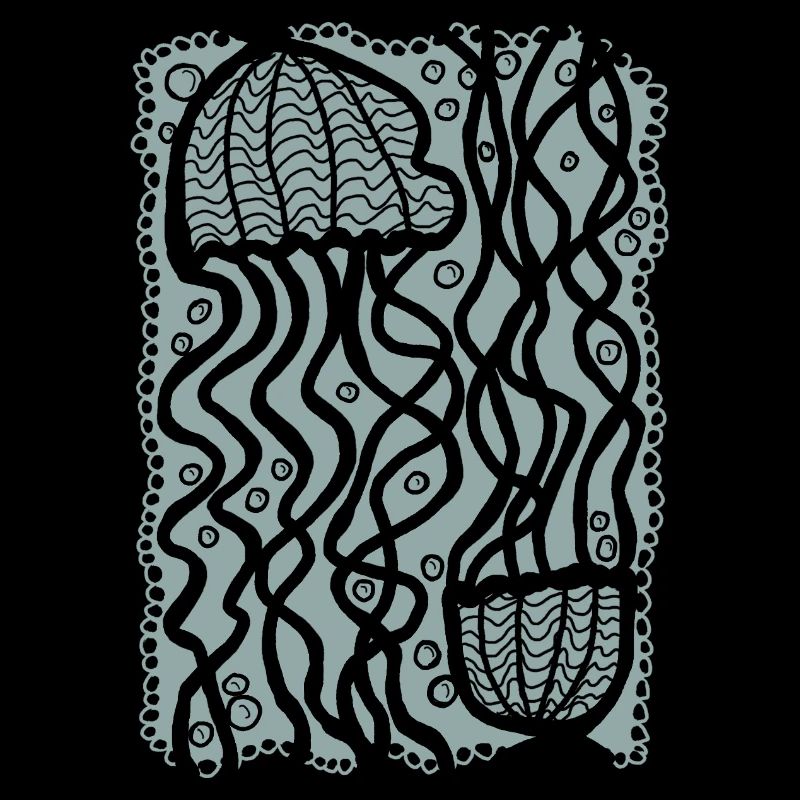 Océan de méduses dessiné à la main