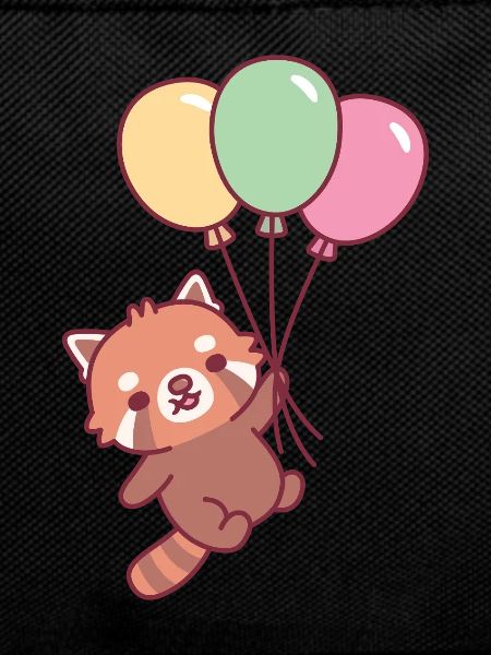 Süßer roter Panda und Luftballons