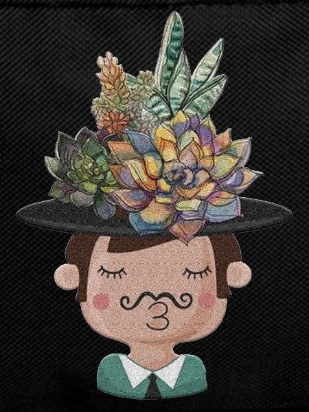 Succulents Hat Character Illustration