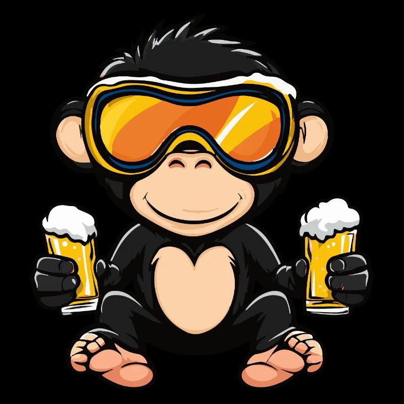 Affe Apres Ski Bier Comic