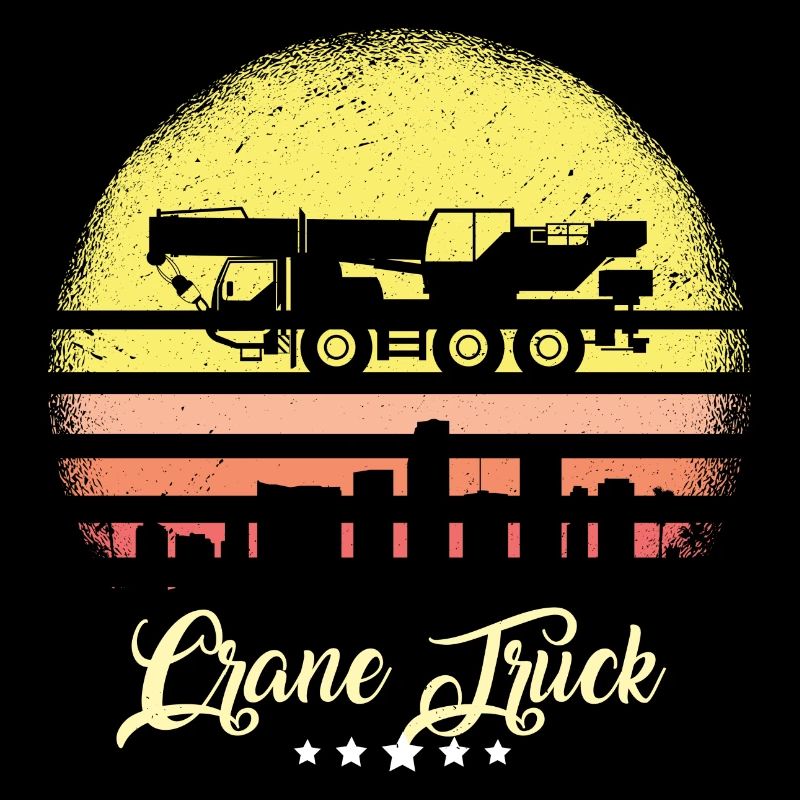 Crane Vehicle Vintage Construction Vehicles Retro Sunset