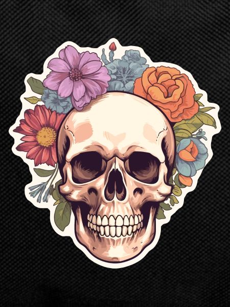 Human Skull & Flowers 4