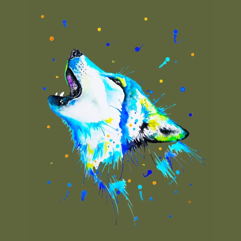 Blauer heulender Wolf