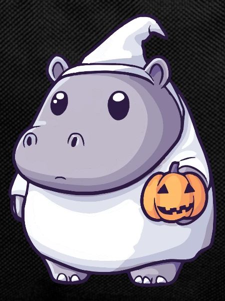 Nilpferd Halloween Comic Geist