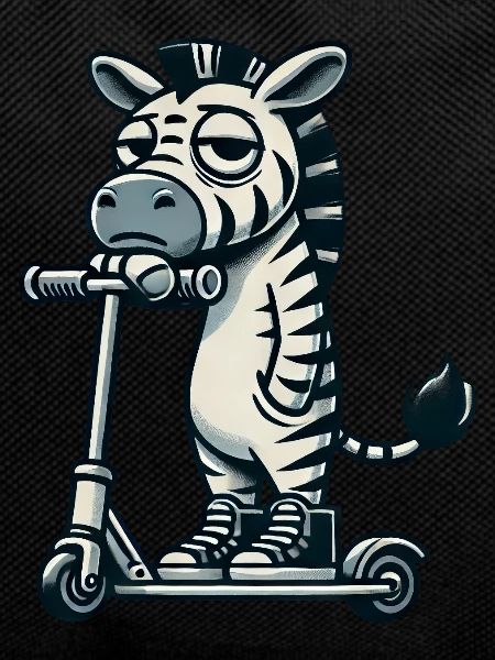 Zebra Scooter Kickroller Funny Comic