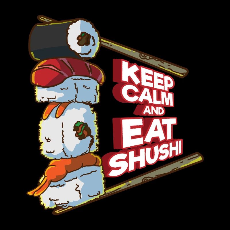 Sushi Fisch Japanisch Stäbchen Keep Calm Geschenk