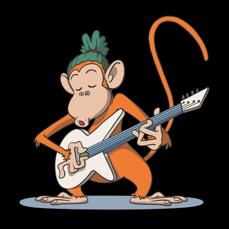 Le singe joue un cadeau de guitare