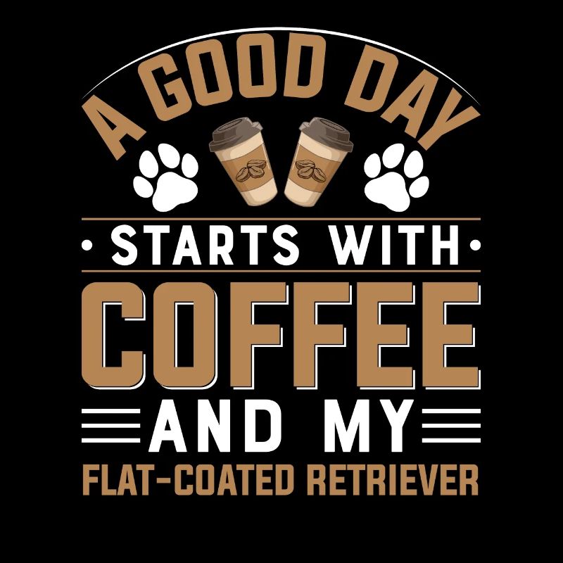 Flat Coated Retriever Kaffee Trinken Hundebesitzer