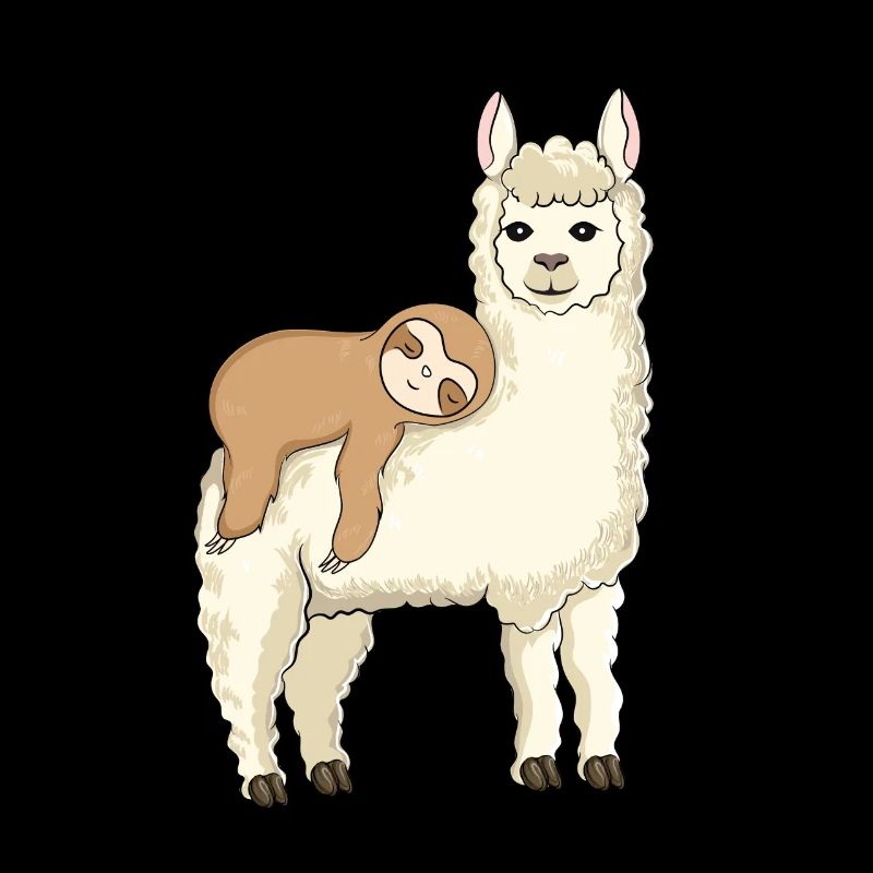 Funny sloth riding llama