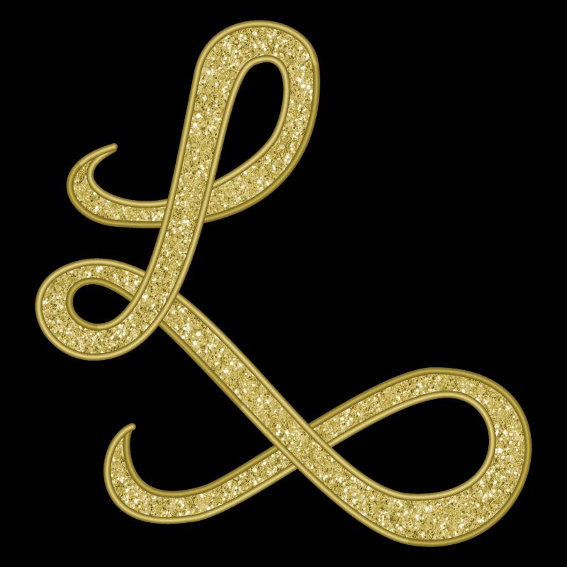 L - gold, letter, alphabet, monogram