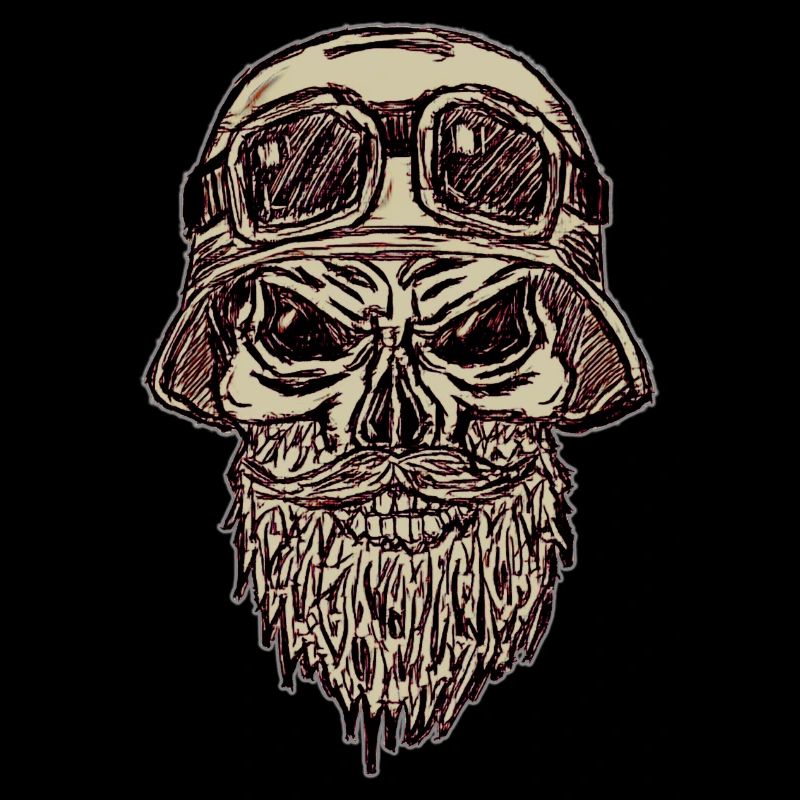 Skull with beard and helmet