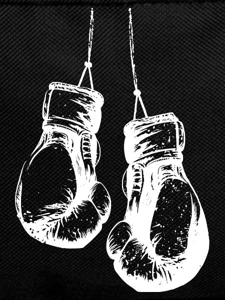 Hanging boxing gloves in white