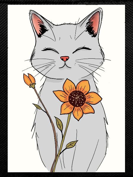 Serene Cat with Sunflower