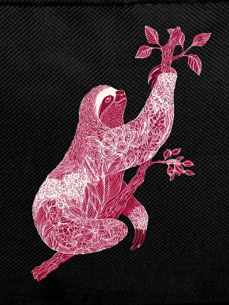 Faultier mit rotem Blumenmuster – Line Art