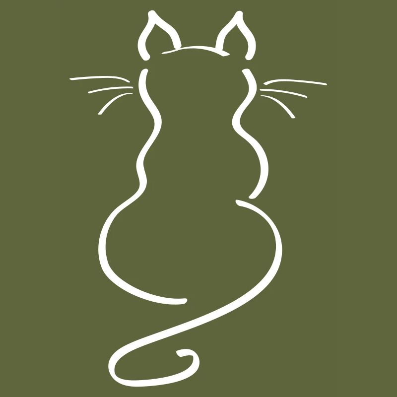 Cat Minimalist Line Back Plain Thick