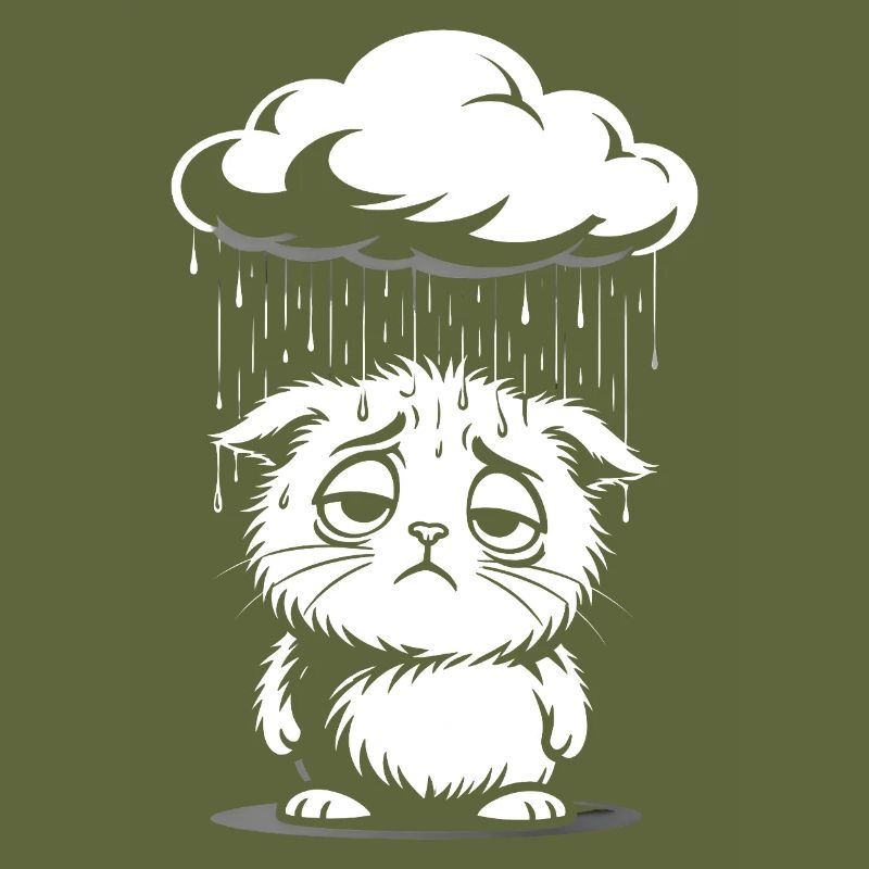 Sad Cat - Retro Comic Kitten