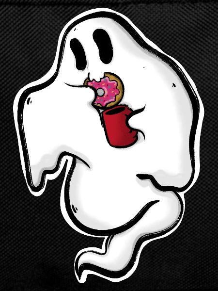Ghost with donut and cup